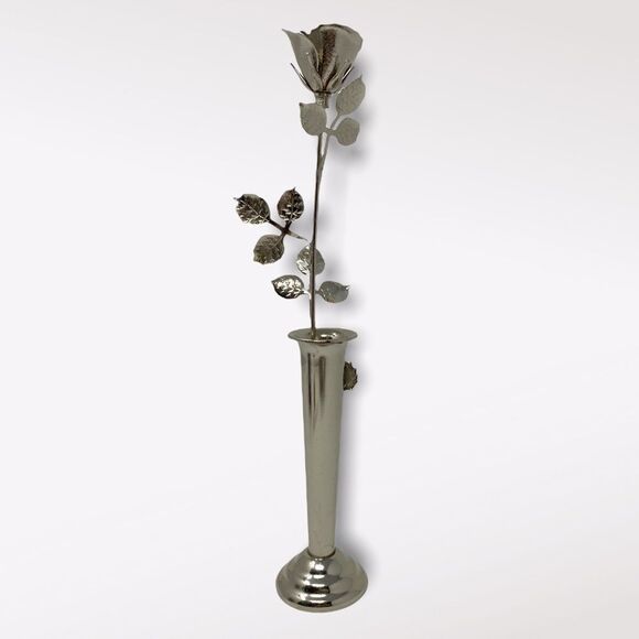 Vintage | Silver 25th Anniversary Rose In Vase - Picture 5 of 6